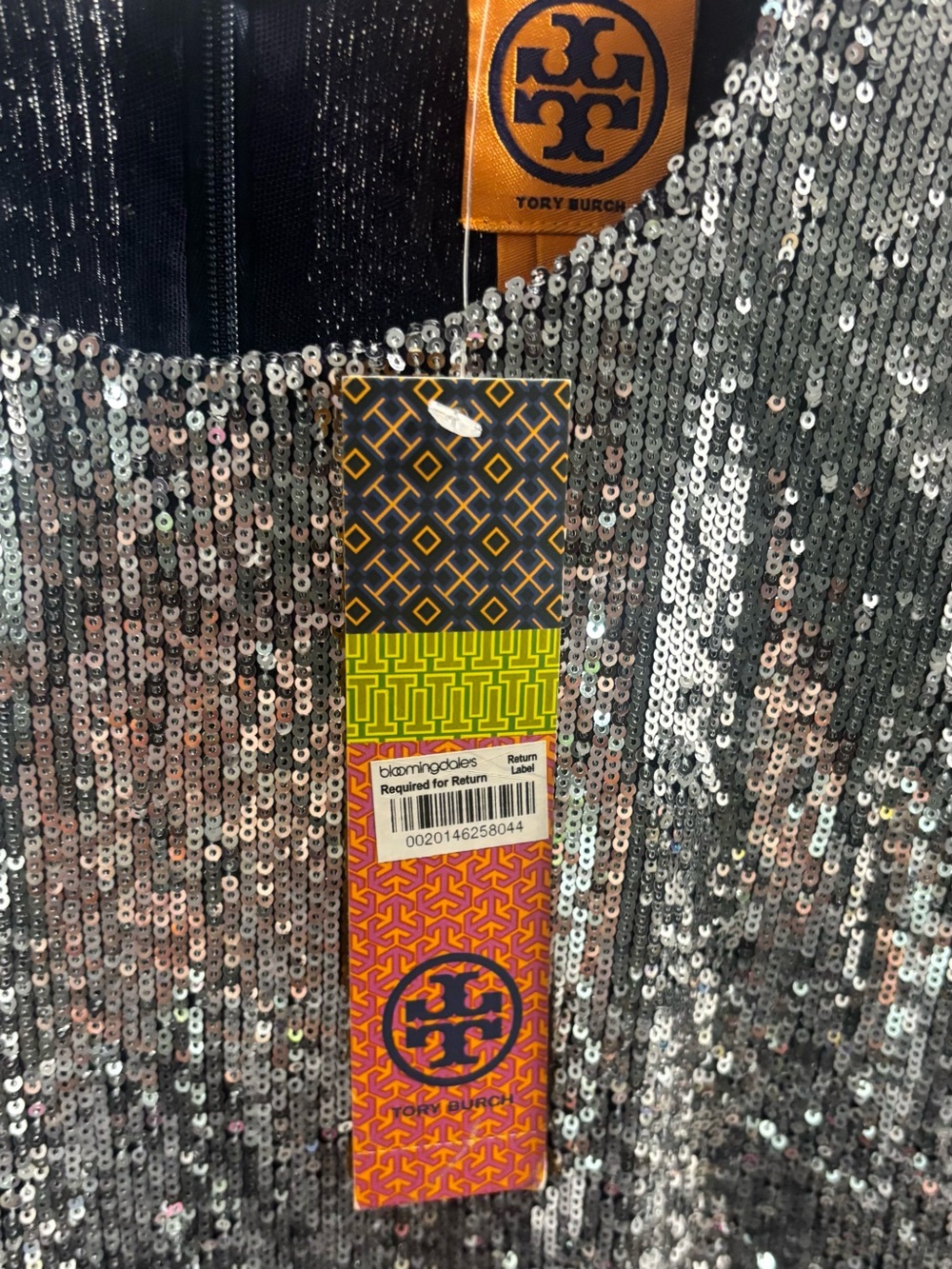 Tory Burch ASO Serena Van Der Woodsen Gossip Girl Sequin Dress NWT Alt Silver - Picture 7 of 10